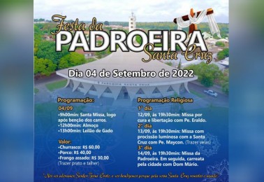 Festa da Padroeira Santa Cruz acontece neste domingo (4) em Santa Cruz de Monte Castelo